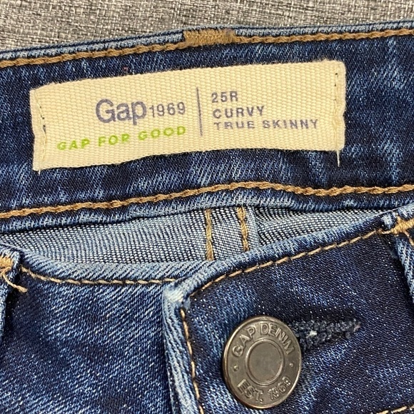 GAP For Good Curvy True Skinny Jeans Dark Wash Denim Size 25R womens like new - Picture 3 of 9